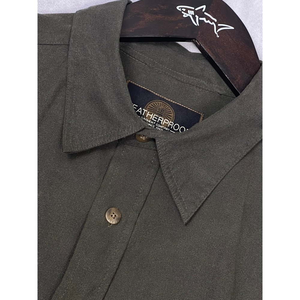 Weatherproof Button Down Shirt Mens Medium Olive Green Excellent Sueded Long Slv